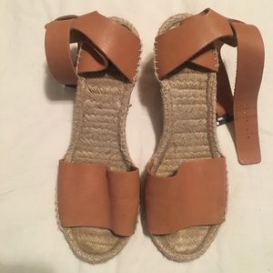 Espadrilles Brown Leather with Ankle Strap